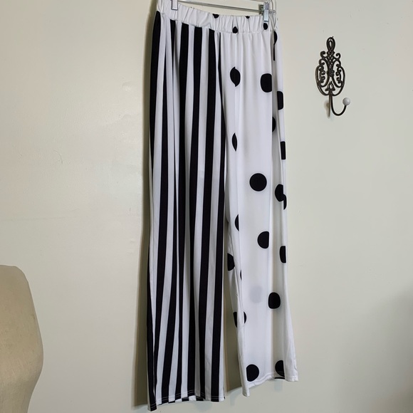 Pants - Polka Dot Striped Wide Leg Palazzo Pants Sz XL